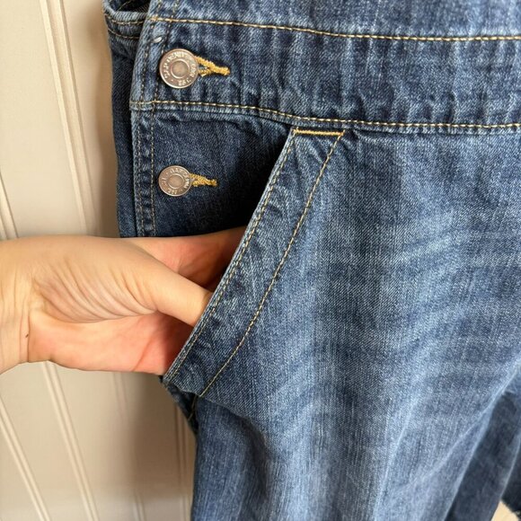 Gap denim raw hem shortalls denim overalls size XL - Picture 3 of 6